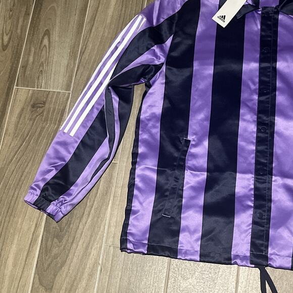 Adidas Originals Satin Mens Medium Coaches Track Jacket Purple Court 1B8392 $110 - Picture 2 of 9
